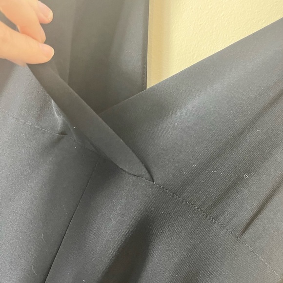 B.MOSS Elegant Black Midi Dress with Embroidered White Lace Detail Size Medium - Picture 7 of 8